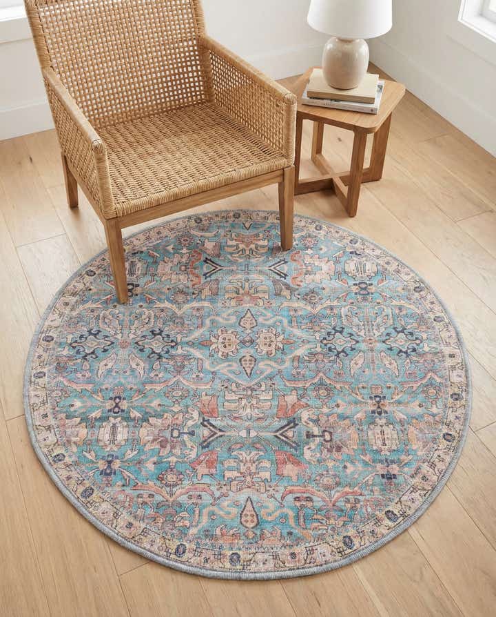 3' 3 x 3' 3 Washable Nostalgia Round Rug