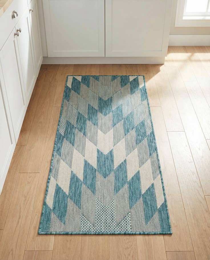 Detail image of 2' x 4' Easy-Clean Modern Indoor / Outdoor Runner Rug