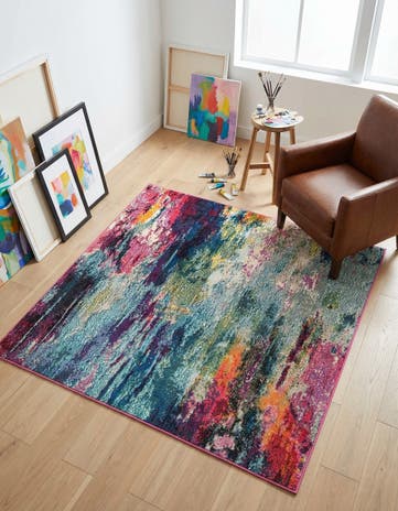5' 3 x 5' 3 Washable Theia Square Rug