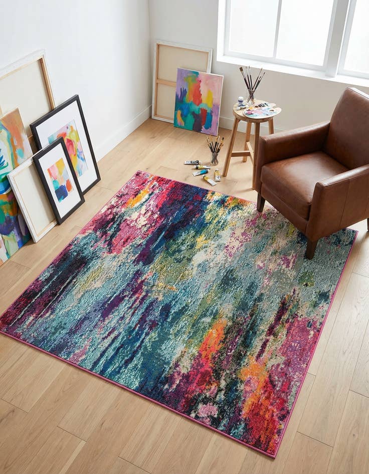 Detail image of 5' 3 x 5' 3 Washable Theia Square Rug