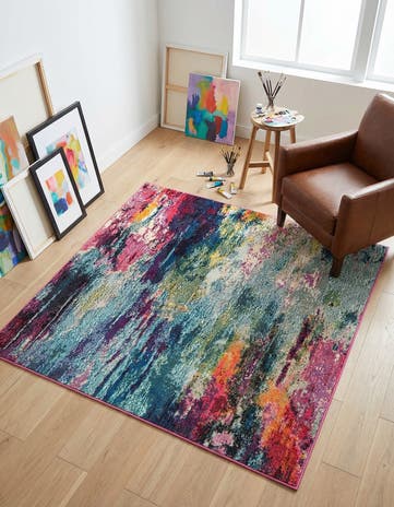 5' 3 x 5' 3 Washable Theia Square Rug