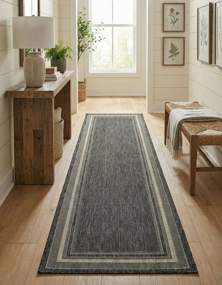 Detail image of 2' 7 x 10' Easy-Clean Border Indoor / Outdoor Runner Rug