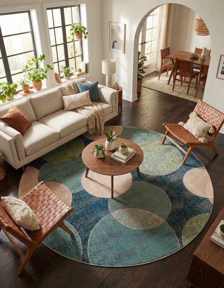 Detail image of 8' x 8'  Washable Spectrum Round Rug