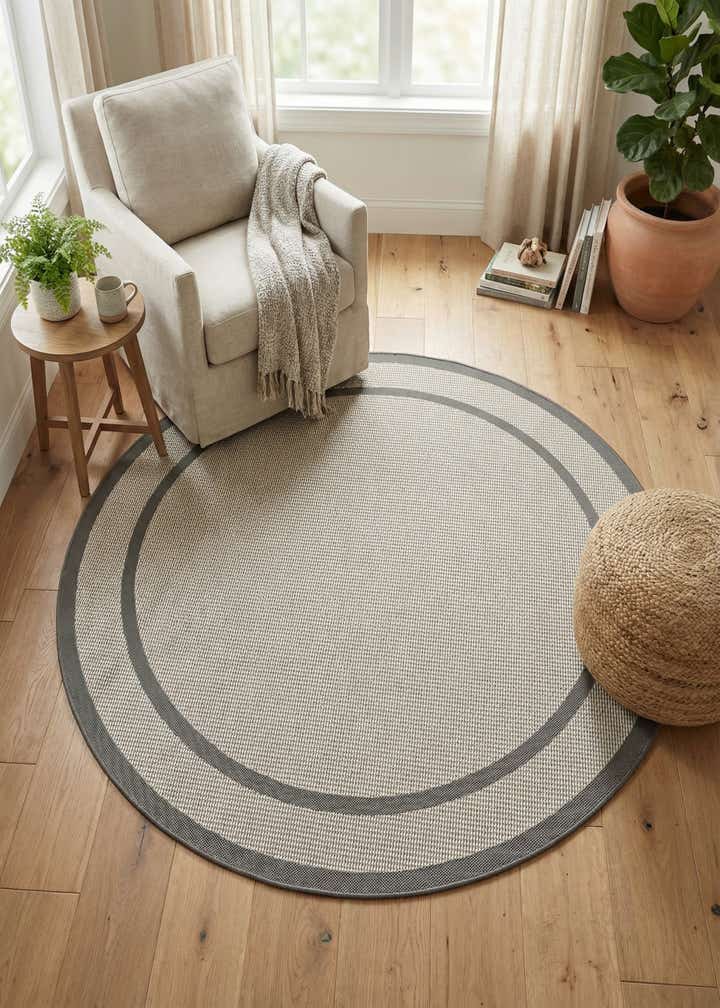 6' x 6' Easy-Clean Border Indoor / Outdoor Round Rug