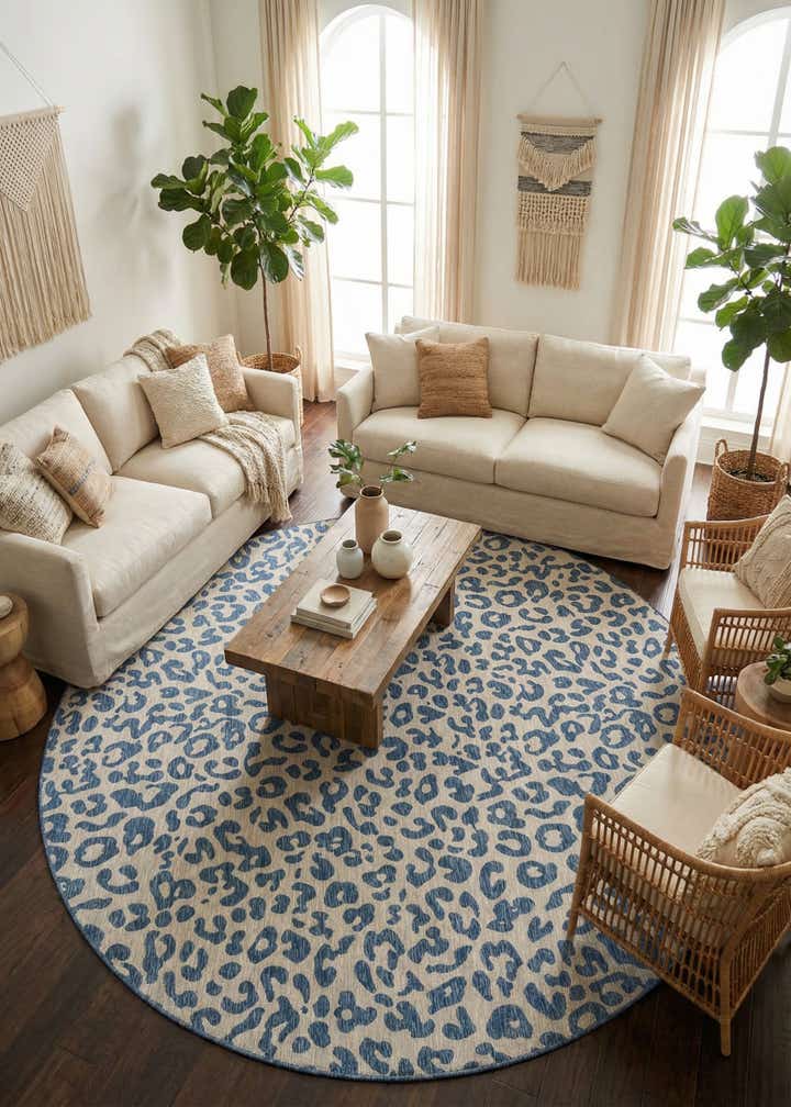 12' x 12' Easy-Clean Safari Indoor / Outdoor Round Rug