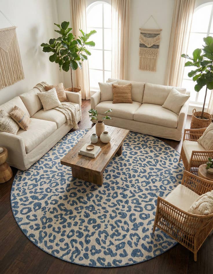 Detail image of  12' x 12'  Washable Safari Indoor / Outdoor Round Rug