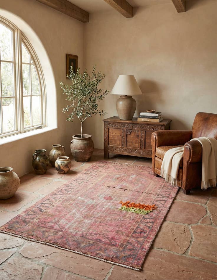 Detail image of 4' x 6' 7 Hand Knotted Ultra Vintage Persian Wool Rug