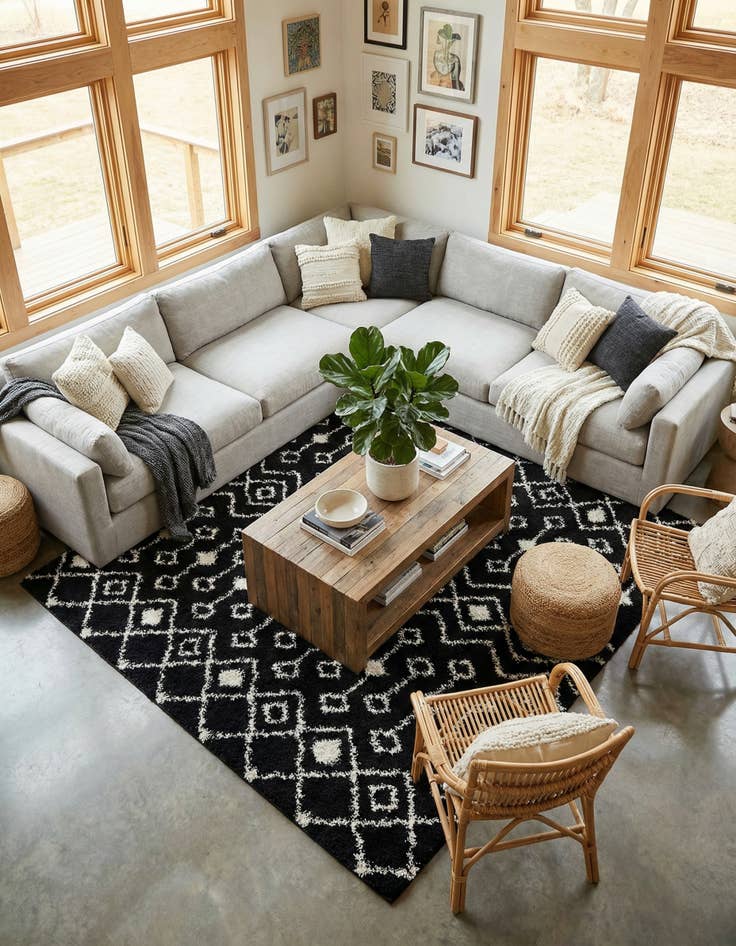 Detail image of 10' x 10' Moroccan Trellis Shag Square Rug