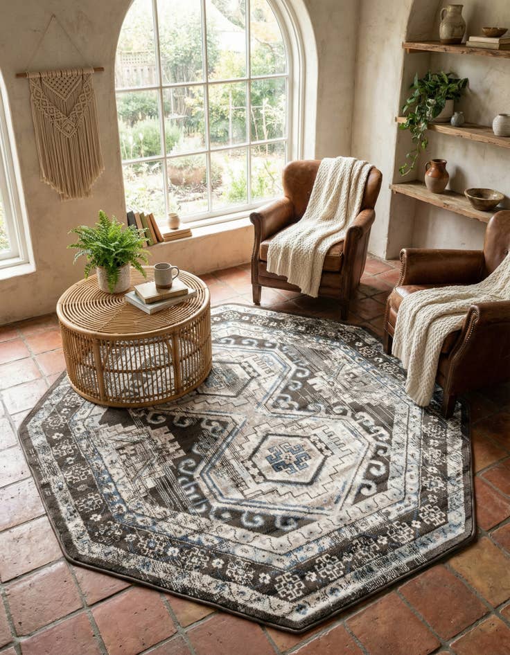 Detail image of 5' 3 x 5' 3 Charlotte Octagon Rug