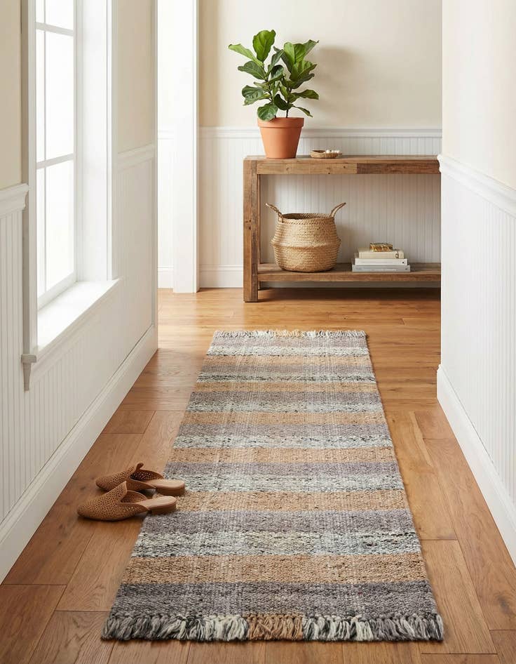 Detail image of 2' x 8' Easy-Clean Eco Plaid Washable Indoor / Outdoor Runner Rug