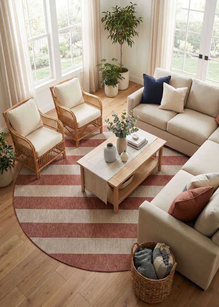 10' x 10' Easy-Clean Ribbon Indoor / Outdoor Round Rug