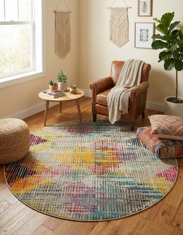 Detail image of  6' x 6'  Washable Theia Round Rug