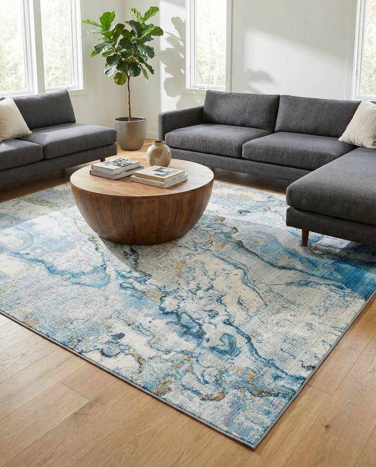 Detail image of 10' x 10' Easy-Clean Modern Indoor / Outdoor Square Rug