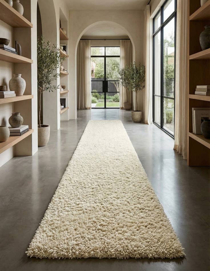 Detail image of 2' 7 x 19' 8 Solid Shag Runner Rug