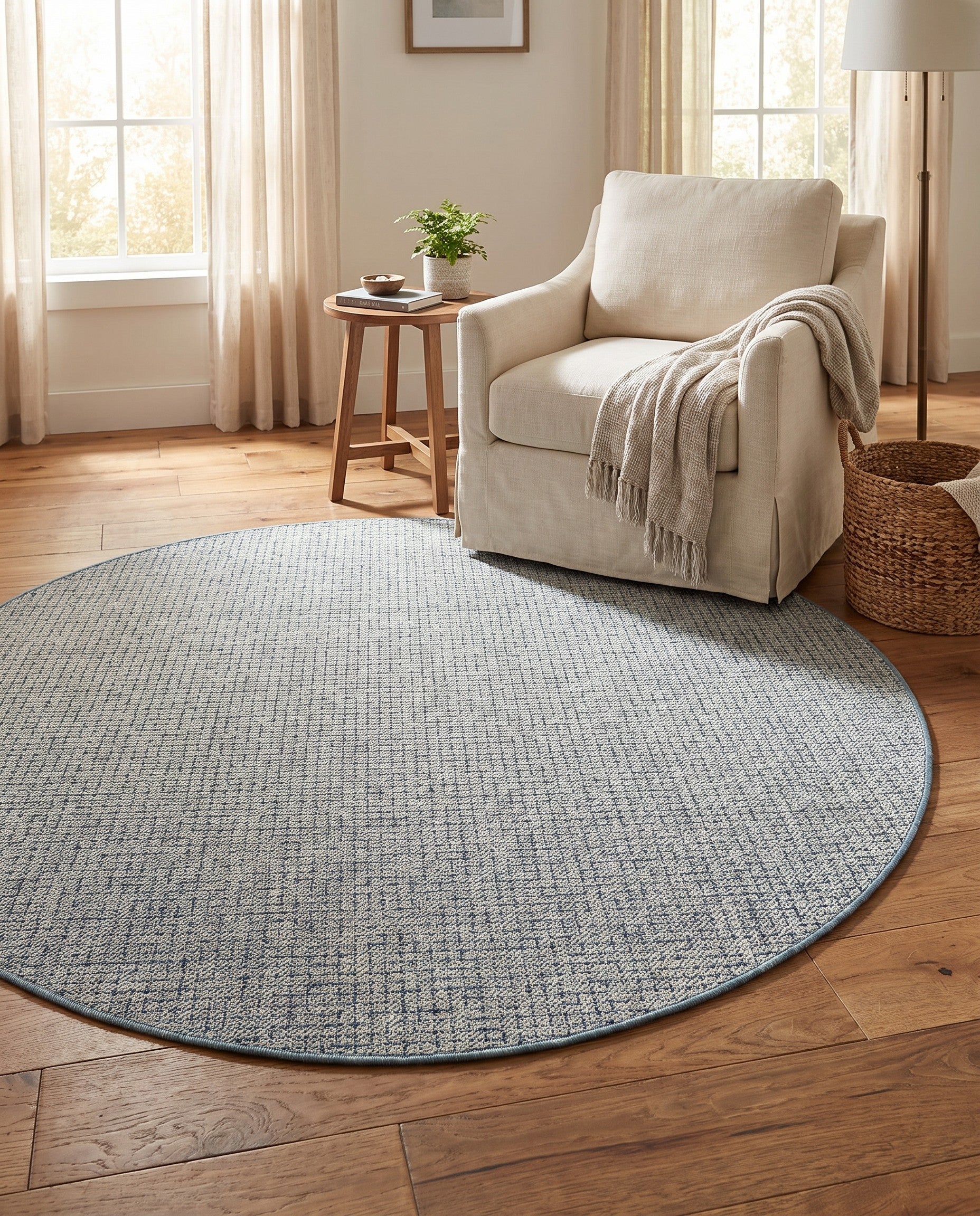 7' 10 x 7' 10 Easy-Clean Checkered Indoor / Outdoor Round Rug