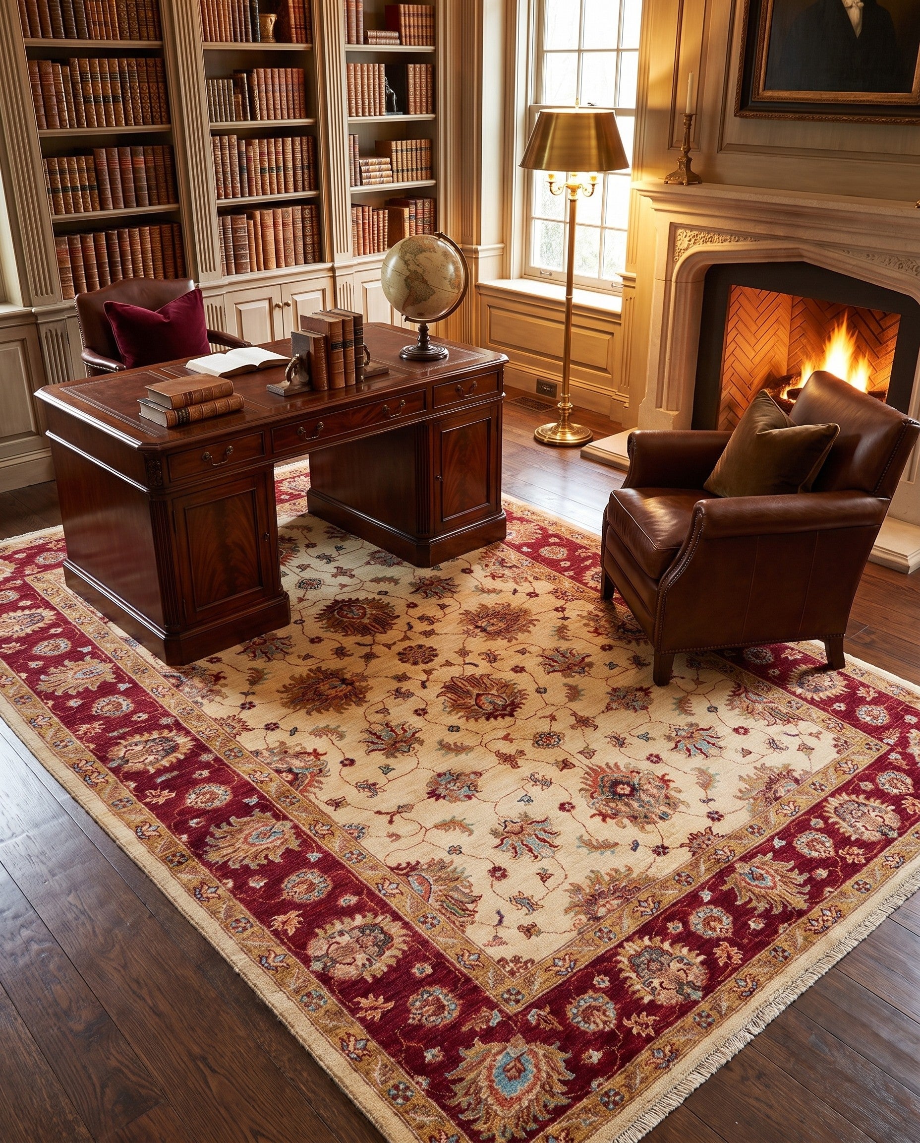 Detail image 3 of 10: 5' 8 x 8' Hand Knotted Ziegler Rug
