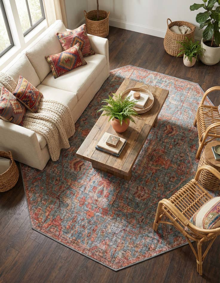 Detail image of 7' 10 x 7' 10  Washable Nostalgia Octagon Rug