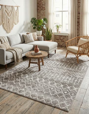 Stone Gray Bohemian Trellis Rug
