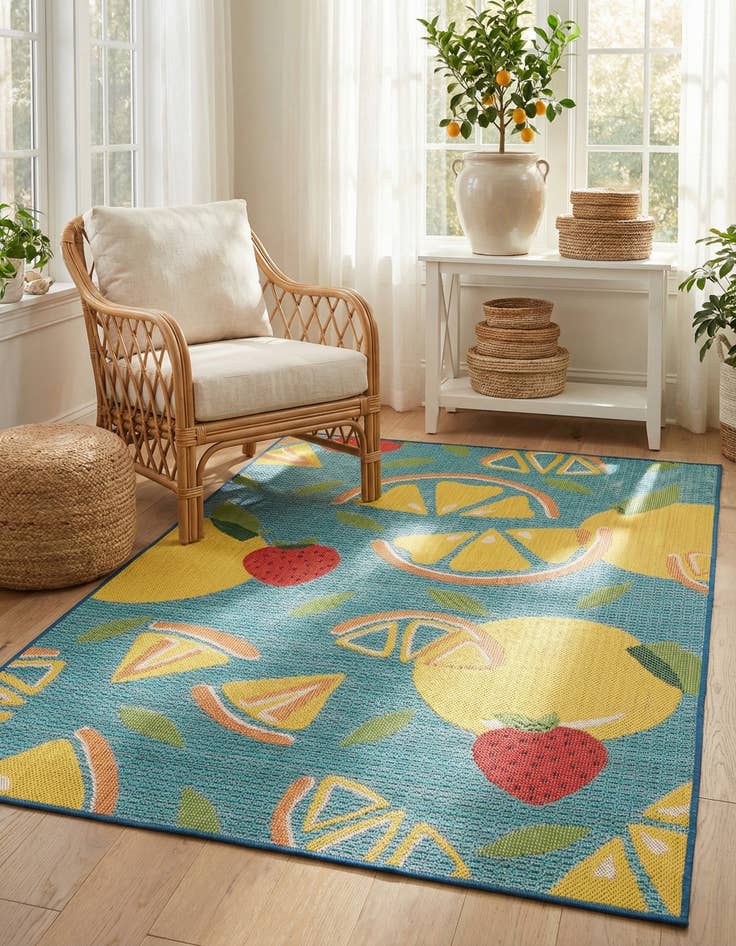 Detail image of 5' 3 x 8'  Washable Baja Indoor / Outdoor Rug