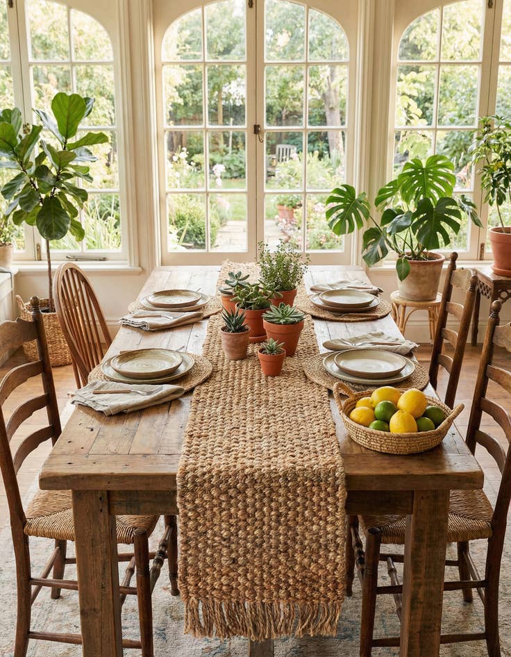 Detail image of 1' 2 x 10'  Hand Woven Chunky Jute Table Runner Rug