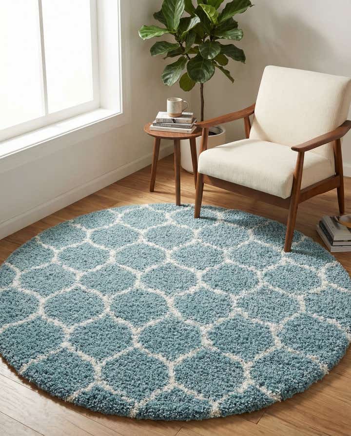 185cm x 185cm Trellis Shag Tapis Rond
