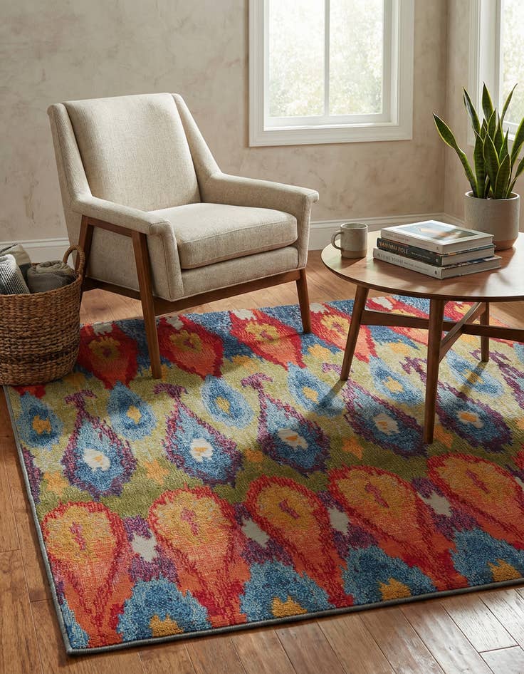 Detail image of 5' 3 x 5' 3 Washable Modern Indoor / Outdoor Square Rug