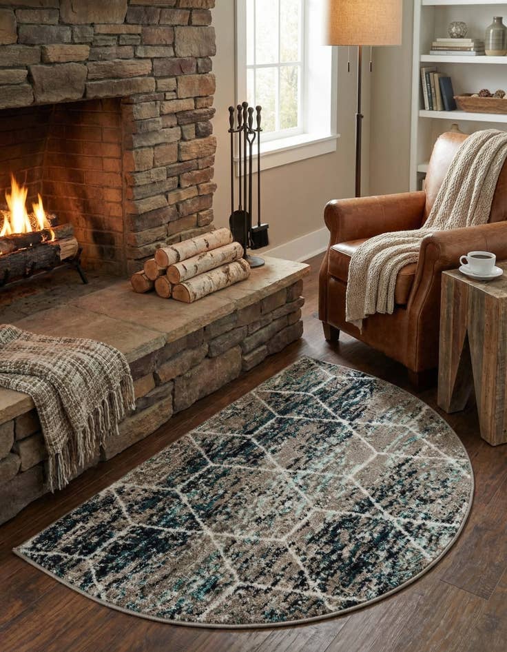 Detail image of 2' 7 x 4' Trellis Frieze Hearth Rug
