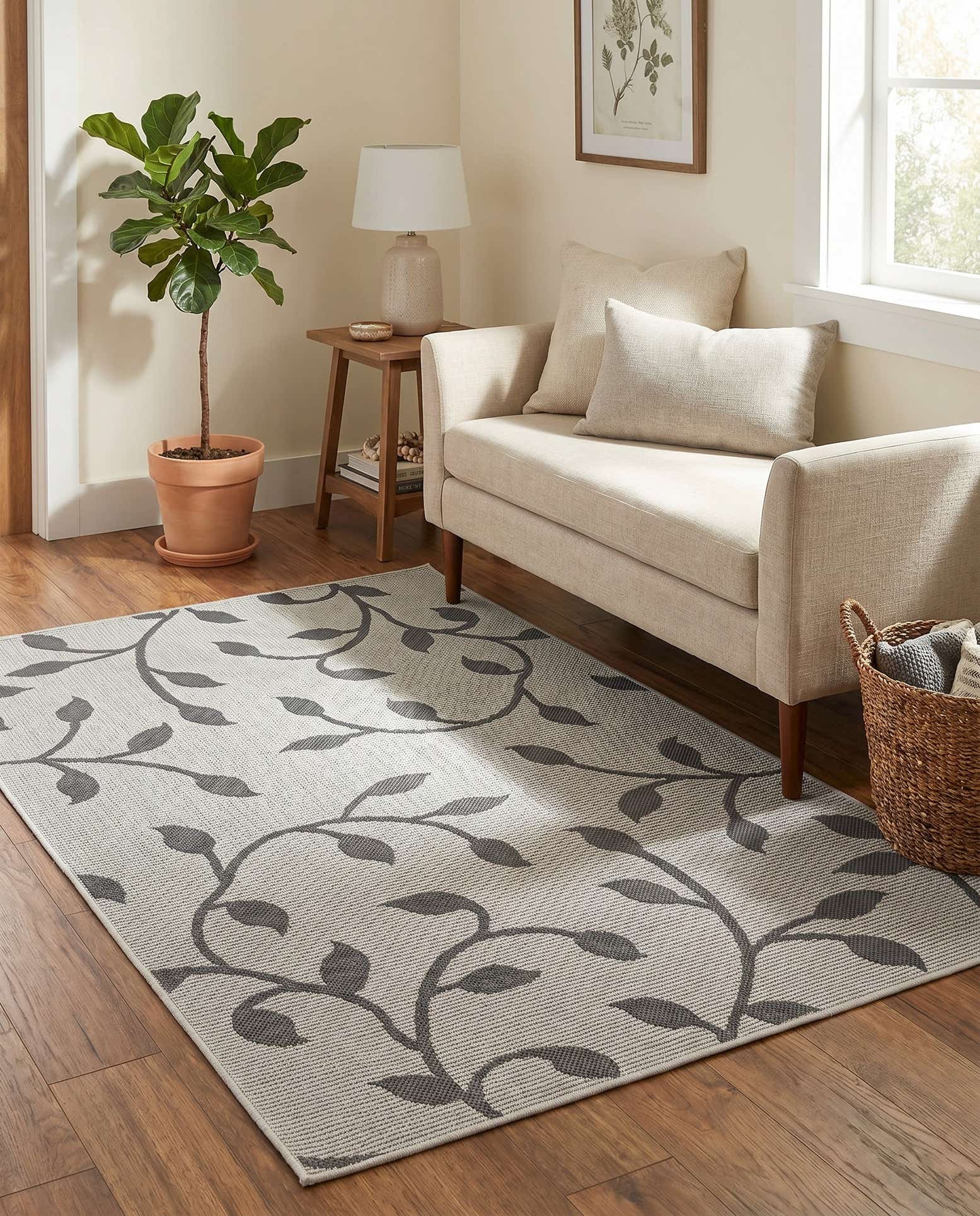3' 3 x 5' Easy-Clean Botanical Indoor / Outdoor Rug