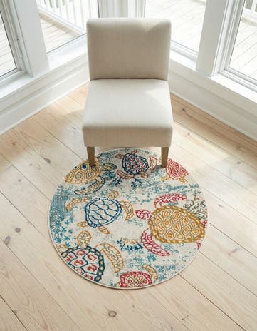 3' 3 x 3' 3 Washable Amalfi Round Rug