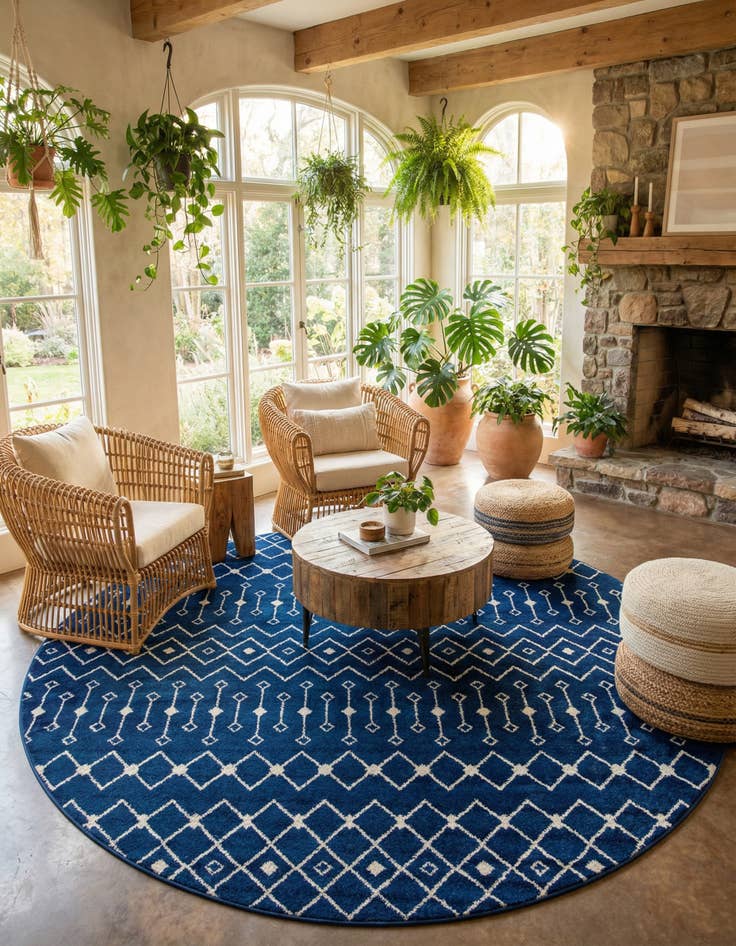 Detail image of 10' x 10' Moroccan Trellis Round Rug