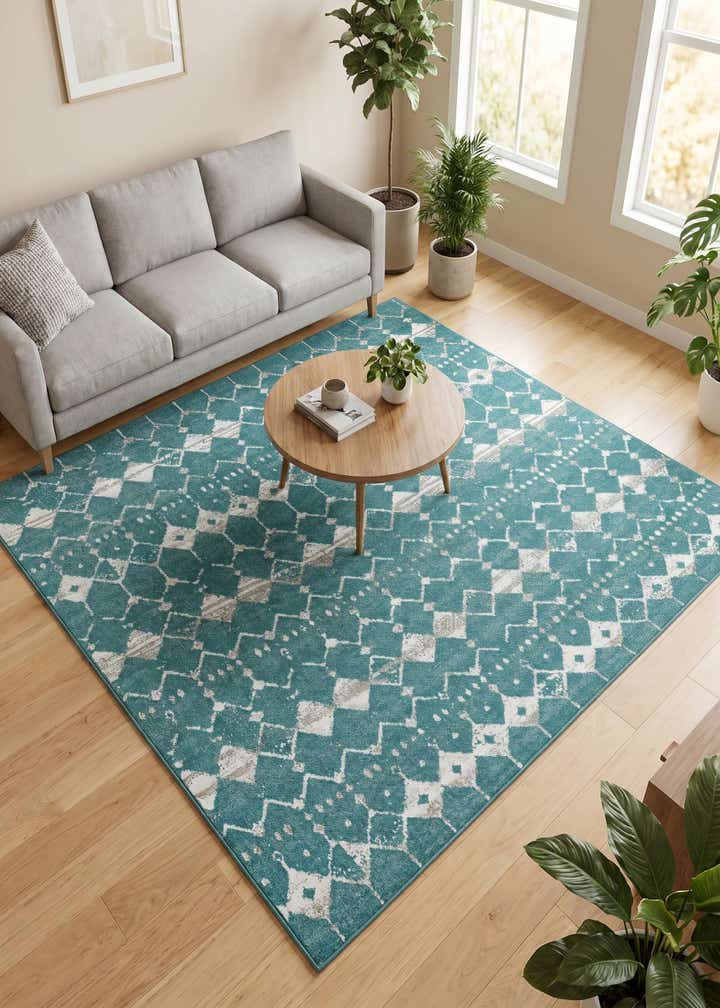 7' 10 x 7' 10 Easy-Clean Trellis Indoor / Outdoor Square Rug