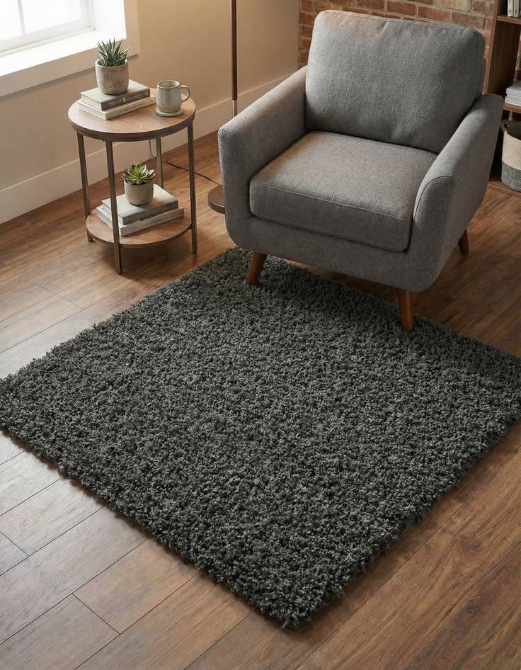 Detail image of 3' x 3' Solid Shag Square Rug