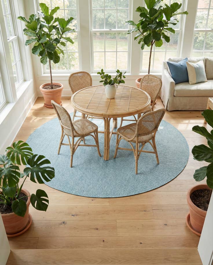 Detail image of 7' 10 x 7' 10 Easy-Clean Solid Indoor / Outdoor Round Rug