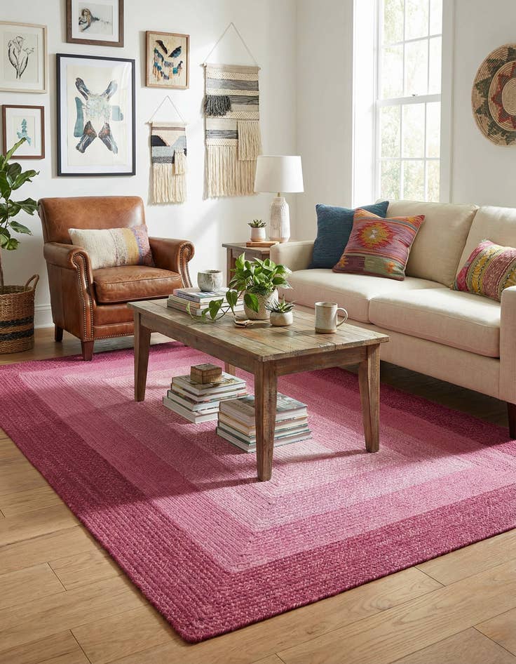 Detail image of 5' 1 x 8' Handmade Hand Braided Wool Rug