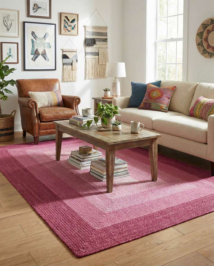 5' 1 x 8' Handmade Hand Braided Wool Rug