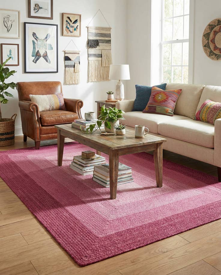 Detail image of 5' 1 x 8' Handmade Hand Braided Wool Rug