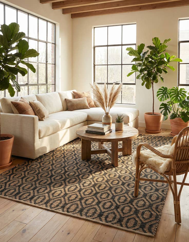 Detail image of 9' x 12'  Hand Woven Chindi Jute Rug