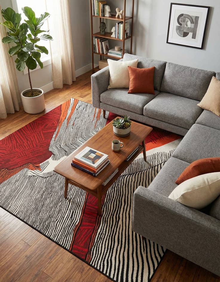 Detail image of  8' x 10'  Washable Modern Indoor / Outdoor Rug