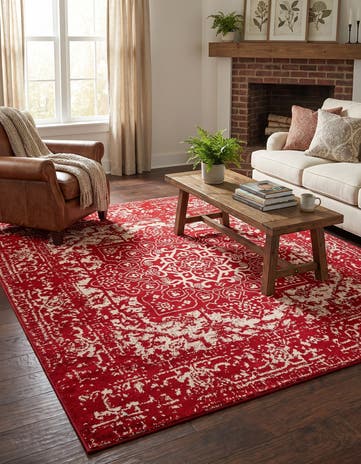 Red Arlington Square Rug