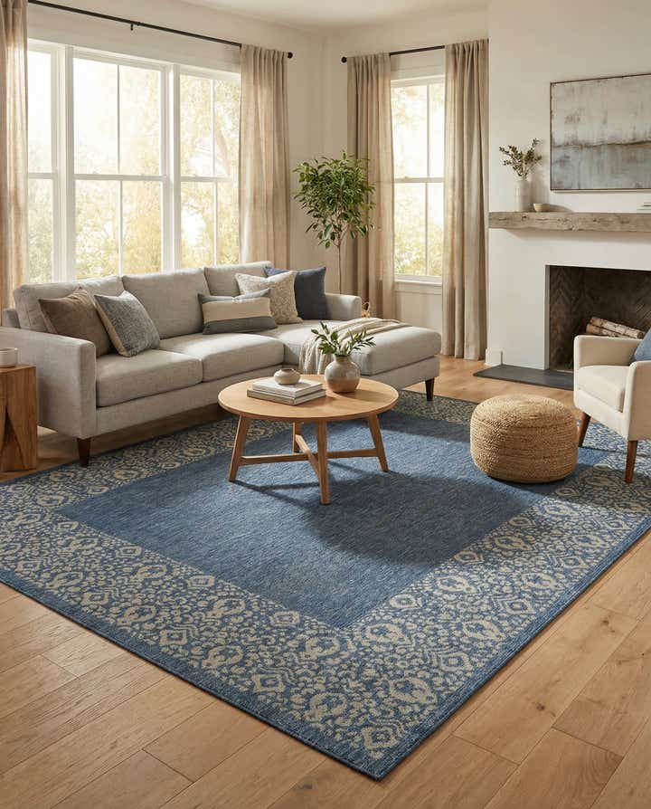 7' 10 x 10' Easy-Clean Border Indoor / Outdoor Rug