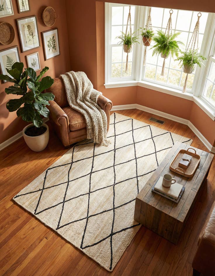 Detail image of 5' 1 x 8' Handmade Braided Jute Rug