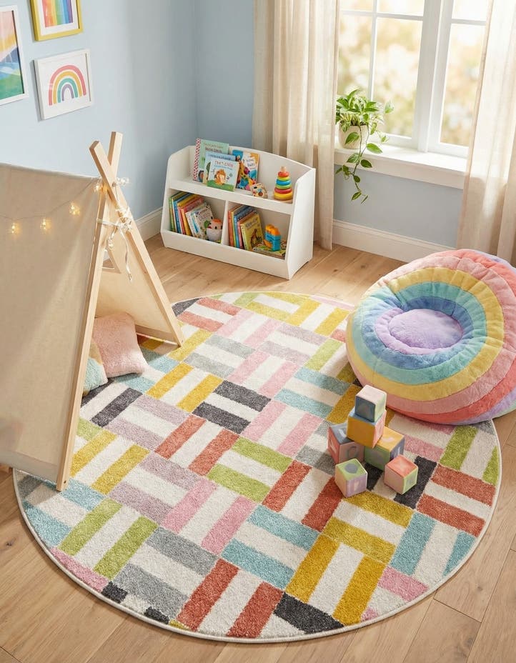 5' 3 x 5' 3 Checkered Whimsy Kids R...