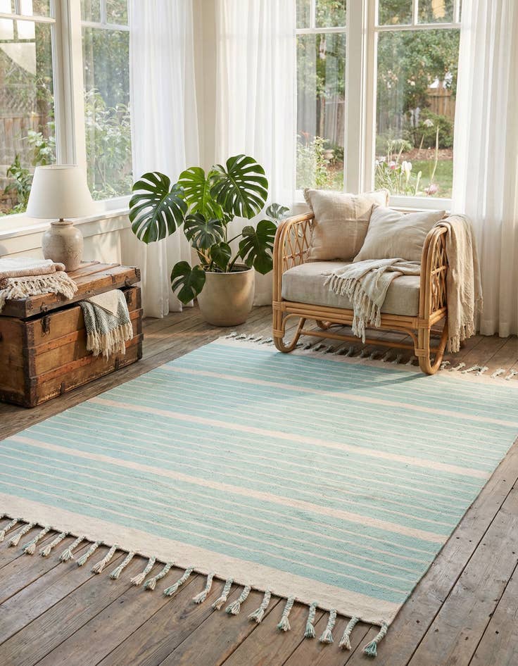 Detail image of 7' 1 x 7' 1  Hand Woven Chindi Cotton Square Rug