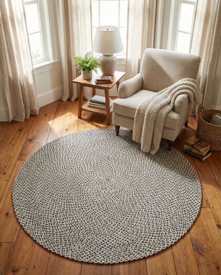 5' 1 x 5' 1 Handmade Tweed Braided Jute Round Rug