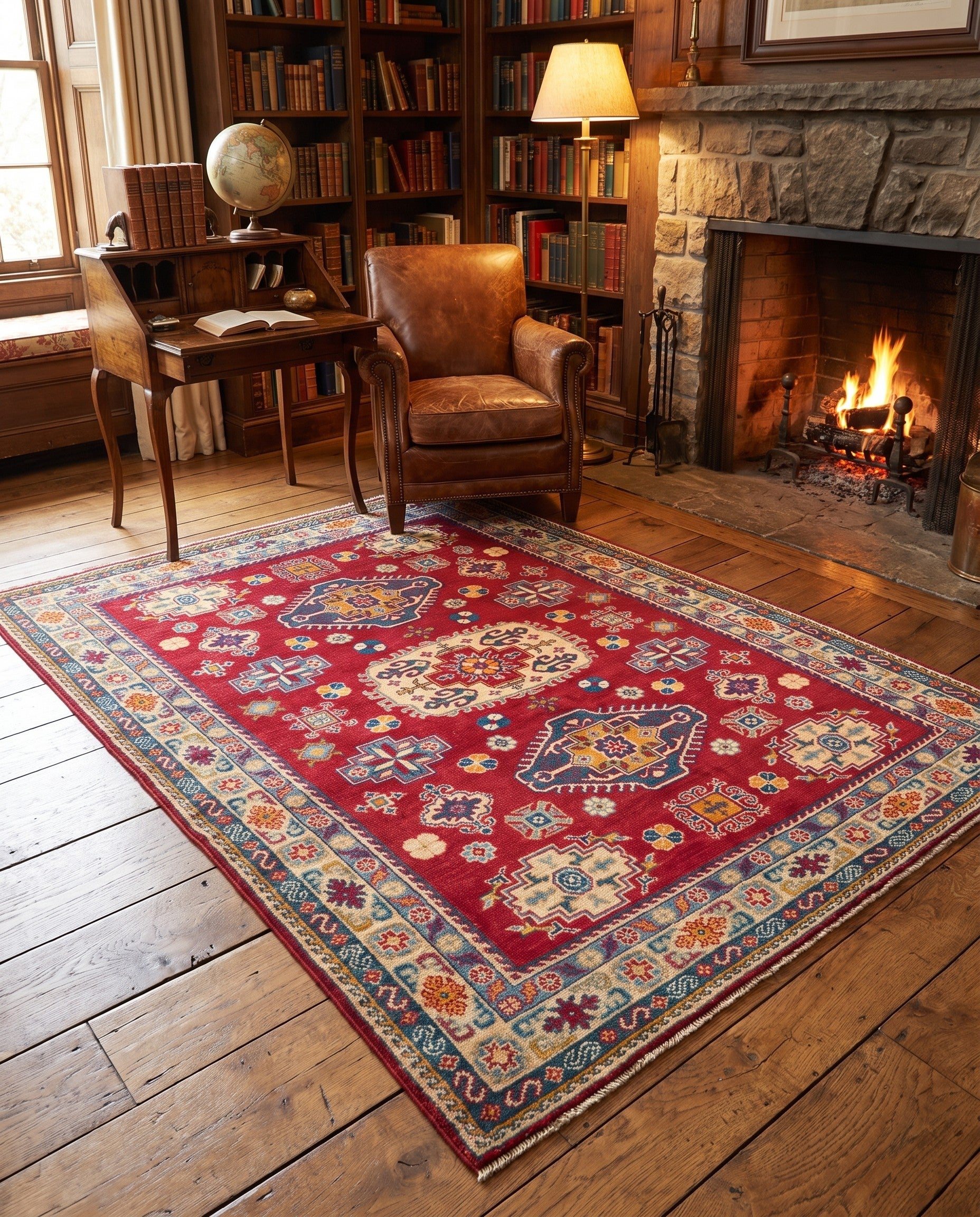 Detail image 3 of 10: 4' 11 x 6' 11 Hand Knotted Kazak Rug