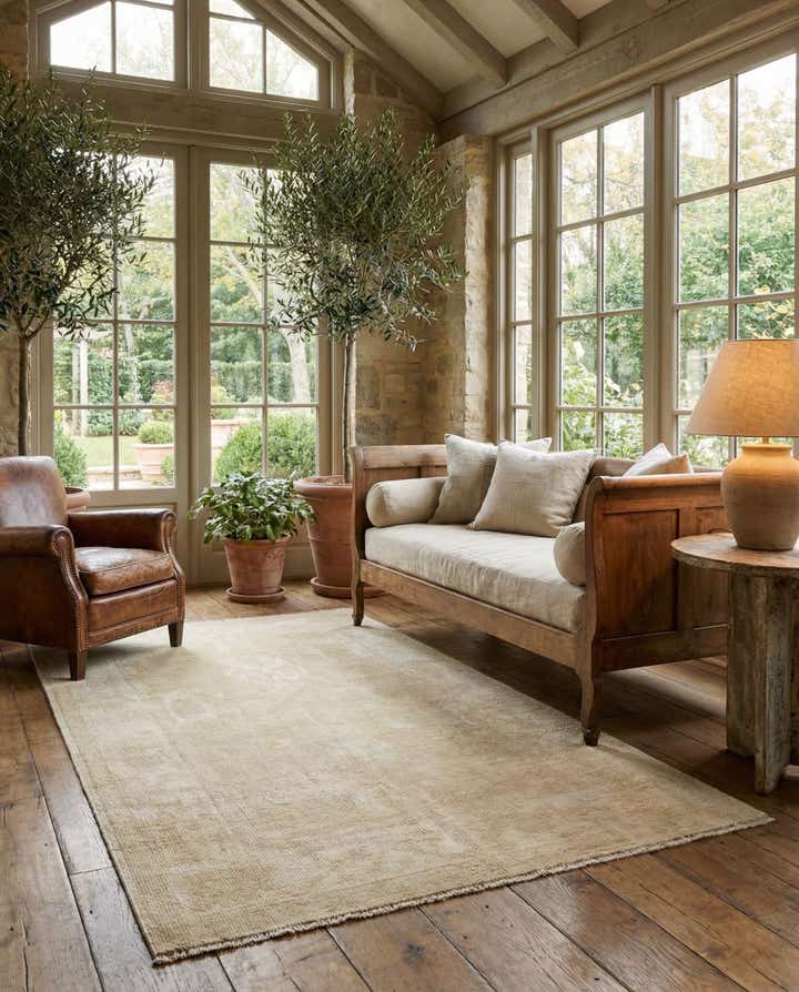 4' 2 x 6' 2 Hand Knotted Oushak Wool Rug