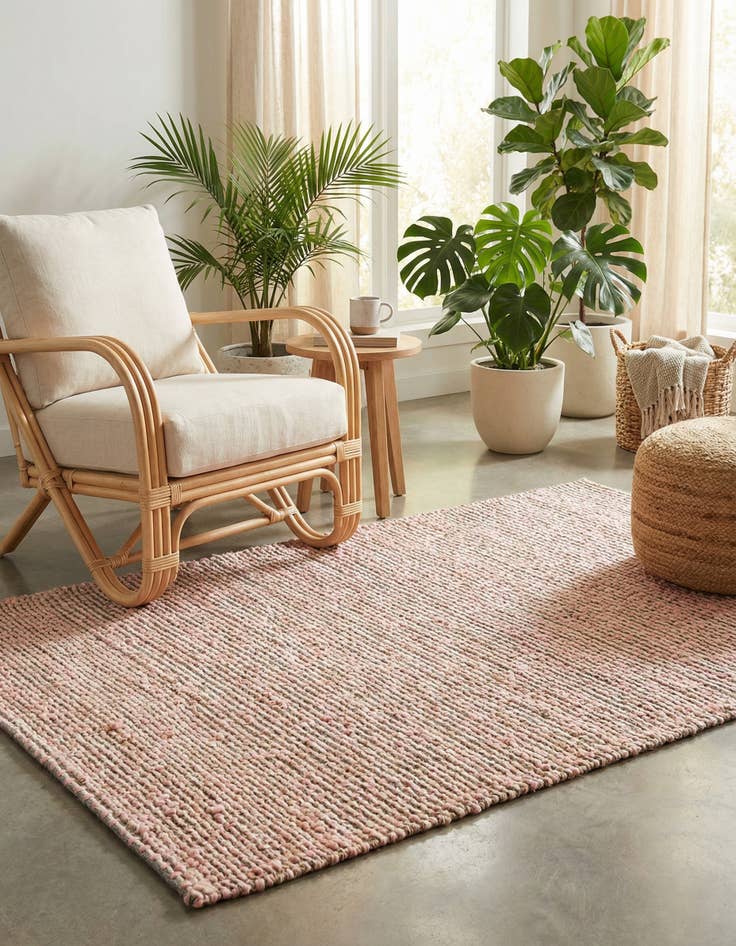 Detail image of 4' 1 x 6' 1  Hand Woven Seaside Pearl Jute Rug