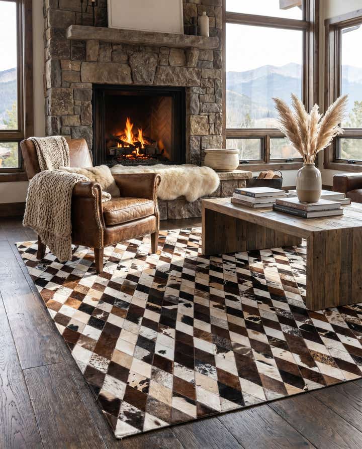 5' 7 x 8' Cowhide Stocks Rug