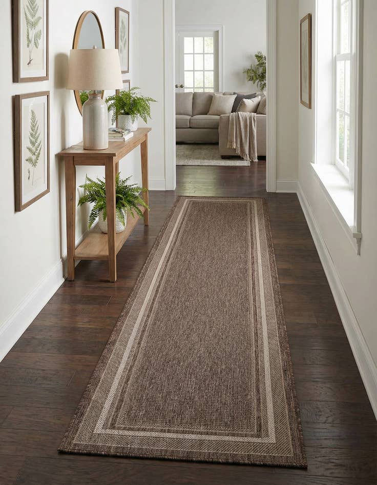 Detail image of 2' 7 x 12' Easy-Clean Border Indoor / Outdoor Runner Rug