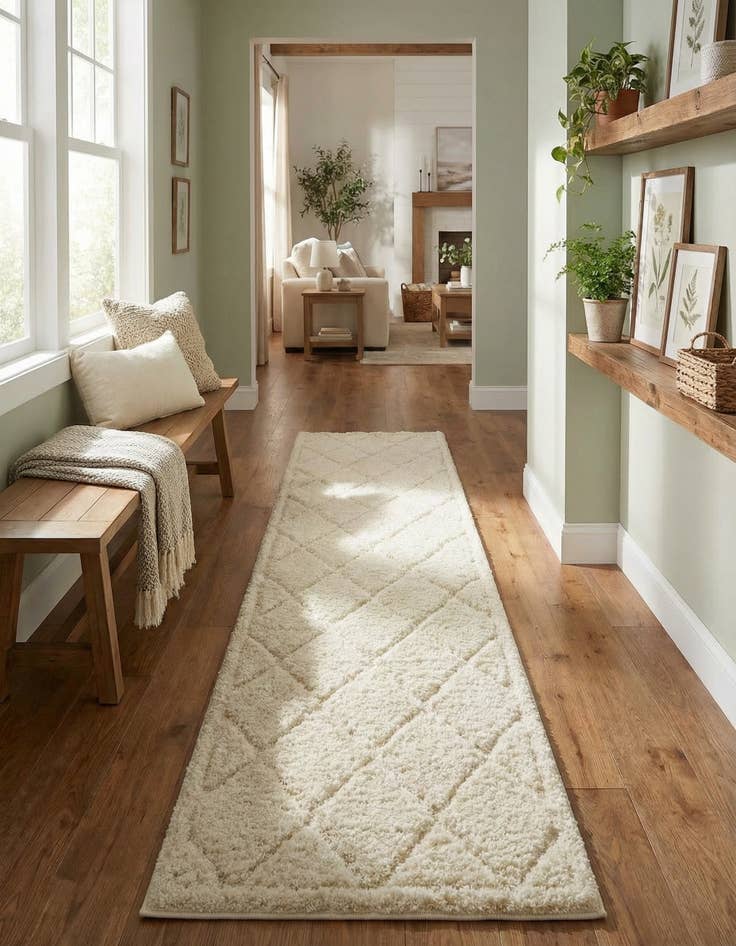 Detail image of 2' 7 x 10' Trellis Shag Runner Rug